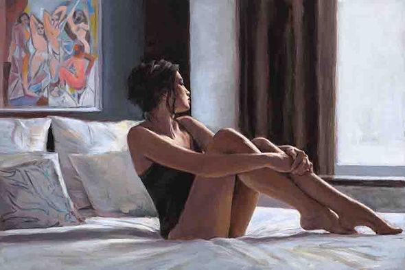 Fabian Perez Artist Signed Limited Edition Archival Canvas: Olga and Les Demoiselles