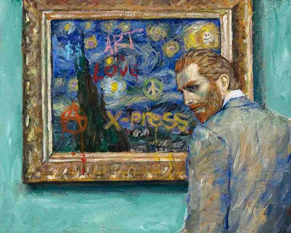 Fabian Perez Artist Signed Limited Edition Archival Canvas:"Staring Starry Night"