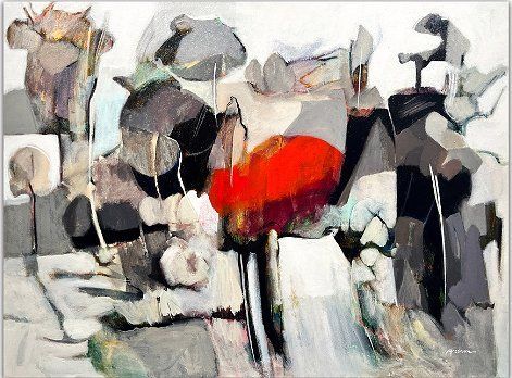 Hessam Abrishami Artist Signed Limited Edition Canvas Giclee:"Red Poetic"