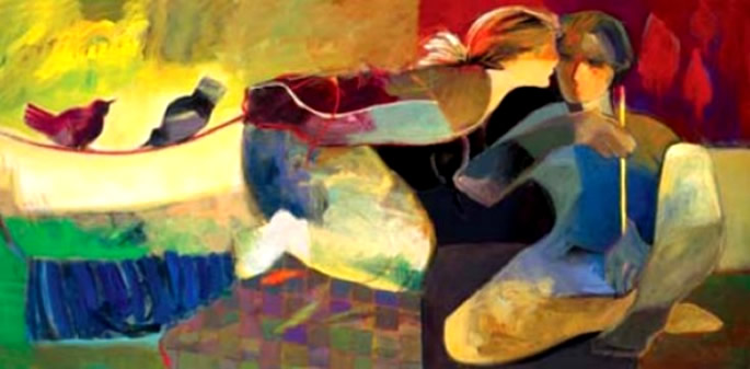 Hessam Abrishami Hand Signed and Numbered Limited Edition Archival Print on Canvas:"Love Birds"