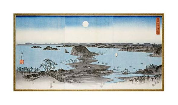 Hiroshige Fine Art Open Edition Gicl&eacute;e:"Night View of Kanazawa in Musashi Province"