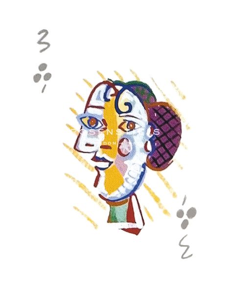 Holly Frean Hand Numbered Limited Edition Print on Paper :"Picasso’s Women Playing Card - 3 of Clubs"
