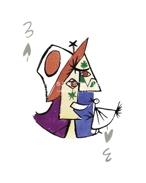 Holly Frean Hand Numbered Limited Edition Print on Paper :"Picasso’s Women Playing Card - 3 of Spades"