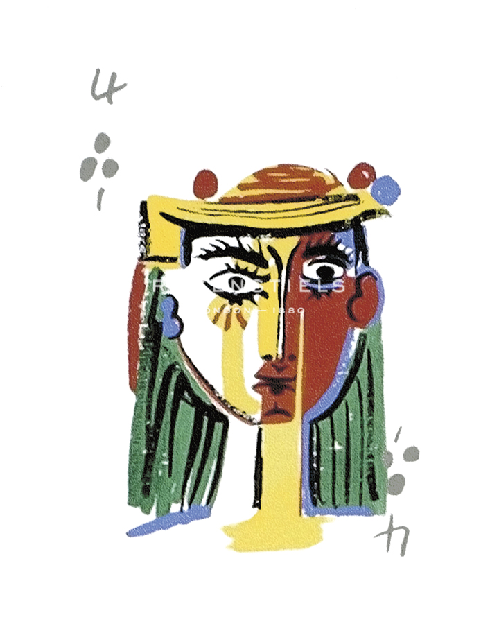 Holly Frean Hand Numbered Limited Edition Print on Paper :"Picasso’s Women Playing Card - 4 of Clubs"
