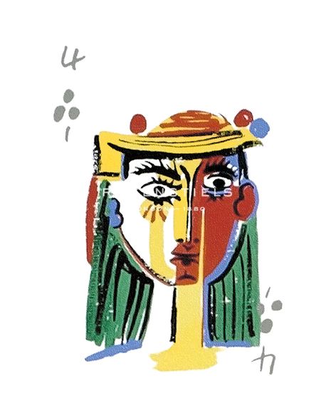 Holly Frean Hand Numbered Limited Edition Print on Paper :"Picasso’s Women Playing Card - 4 of Clubs"