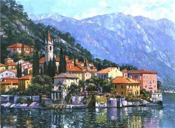 HOWARD BEHRENS 26X34 Secondary Market Art: "REFLECT LAKE COMO GCNV"
