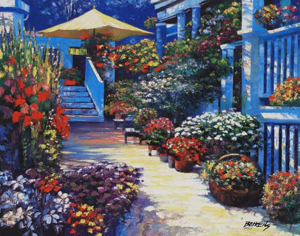 Howard Behrens Hand Embellished Artist Proof Edition Giclée on Canvas: "Nantucket Flower Market"