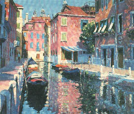 Howard Behrens Hand Embellished Limited Edition Serigraph on Canvas: "Venetian Canal"