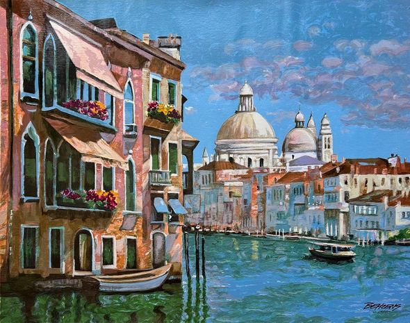 Howard Behrens Artist Signed Hand Embellished Limited Edition Canvas Serigraph:"Hotel Venezia"