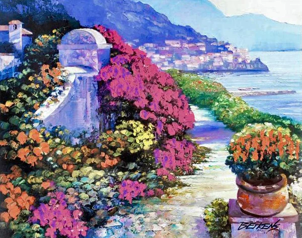 Howard Behrens Limited Edition Hand Embellished Artist Proof Giclée on Canvas: "Near Amalfi"