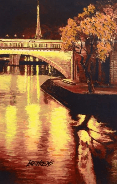 Howard Behrens Limited Edition Hand Embellished Artist Proof Giclée on Canvas: "Twilight on the Seine I"
