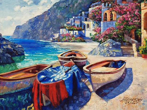 Howard Behrens Limited Edition Hand Embellished Giclée on Canvas: "Memories of Capri"