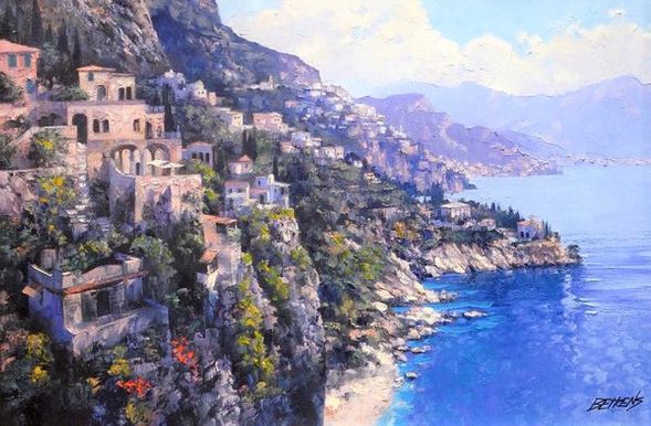 Howard Behrens Limited Edition Hand Embellished Gicle on Canvas: "The Amalfi Coast"