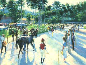 Howard Behrens Limited Edition Hand Embellished Serigraph on Canvas: "A Day at the Races - Canvas"