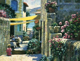Howard Behrens Limited Edition Hand Embellished Serigraph on Canvas: "Seaside - Canvas"