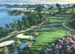 Howard Behrens Limited Edition Serigraph on Paper: "18th Fairway at Castle Harbor"