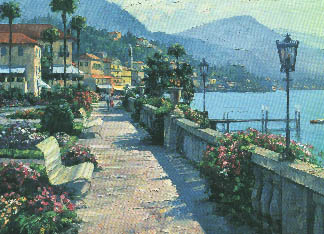 Howard Behrens Limited Edition Serigraph on Paper: "Bellagio Promenade"