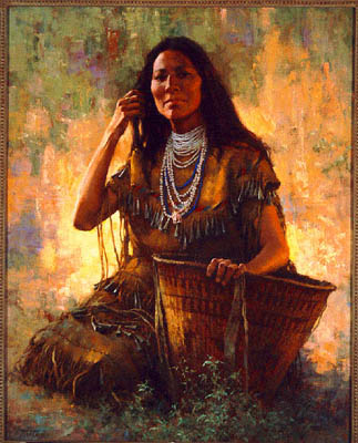HOWARD TERPNING 22X17 Secondary Market Art: "ISDZAN APACHE WOMAN"