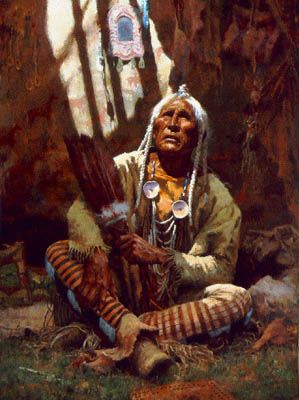 HOWARD TERPNING 25X33 Secondary Market Art: "HOLY MAN BLACKFEET CNV"