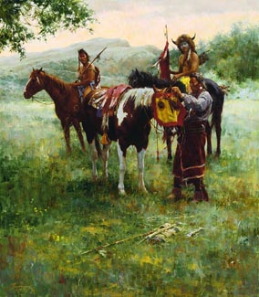 HOWARD TERPNING 26X30 Secondary Market Art: "MEDICINE HORSE MSK CNV"