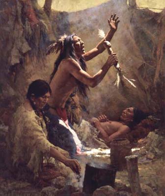 HOWARD TERPNING 26X31 Secondary Market Art: "MEDICINE MAN CHEYENNE"