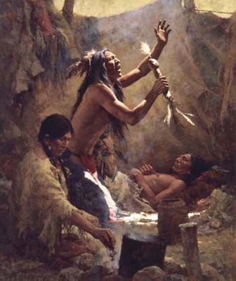 HOWARD TERPNING 26X31 Secondary Market Art: "MEDICINE MAN CHEYENNE"