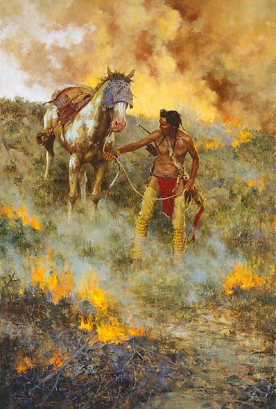 HOWARD TERPNING 27X41 Secondary Market Art: "TEST OF COURAGE GCNV"