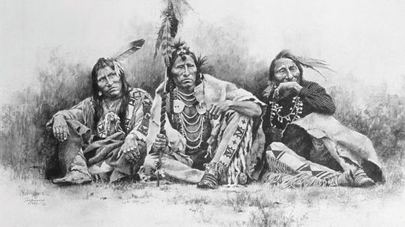 HOWARD TERPNING 29X16 Secondary Market Art: "SPECTATORS B&W"
