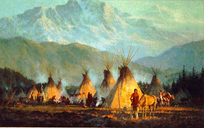 HOWARD TERPNING 30X18 Secondary Market Art: "CROW CAMP"