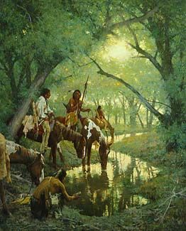 HOWARD TERPNING 35X28 Secondary Market Art: "CHEYENNE DISAPPEAR CNV"