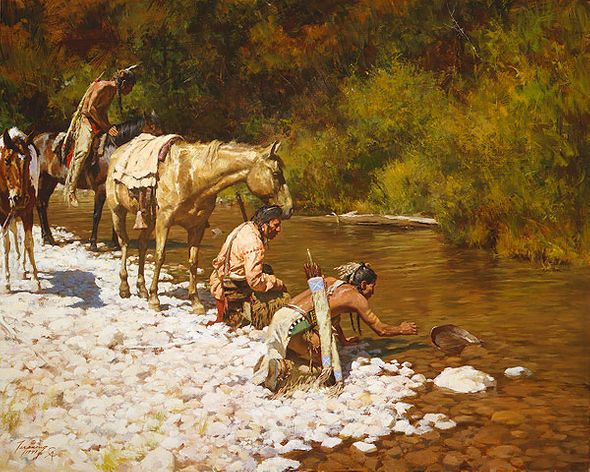 HOWARD TERPNING 37X29 Secondary Market Art: "PROSPECTORS BLACKF CNV"