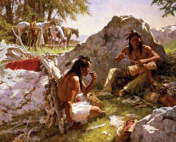 HOWARD TERPNING 46X37 Secondary Market Art: "HARD TRAILS WORE GCNV"