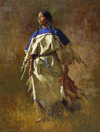 Howard Terpning Artist Proof Limited Edition Canvas Giclee:"Shield of Her Husband"