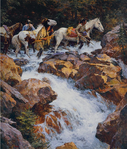 Howard Terpning Artist Proof Limited Edition MasterWork Canvas:"White Water Passage"