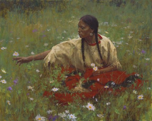 Howard Terpning Artist Signed Limited Edition Canvas Giclee:"Beauty in the Field"