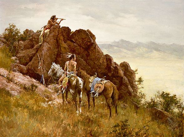 Howard Terpning Hand Signed and Numbered Limited Edition Canvas Giclee:"Far Seeing Glass"