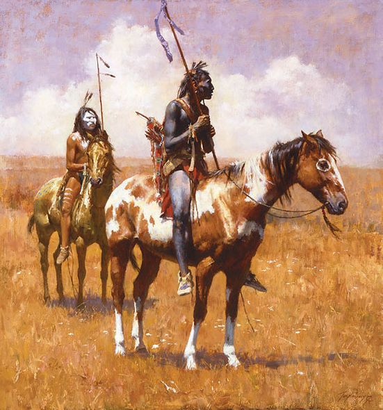 Howard Terpning Hand Signed Limited Edition Canvas Giclee:"Coup Sticks and War Paint"