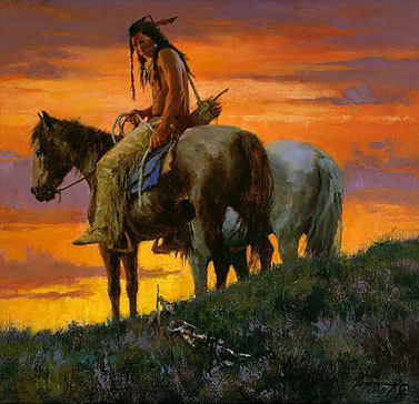 Howard Terpning Hand Signed Limited Edition Canvas Giclee:"Sign Along the Trail"