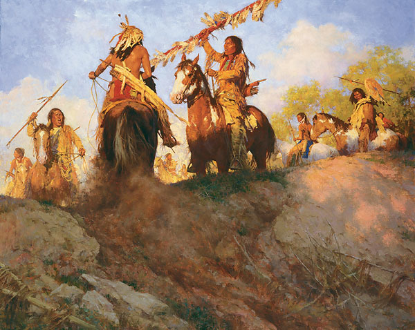 Howard Terpning Hand Signed Limited Edition MasterWork Canvas Giclee:"Sunset for the Comanche"