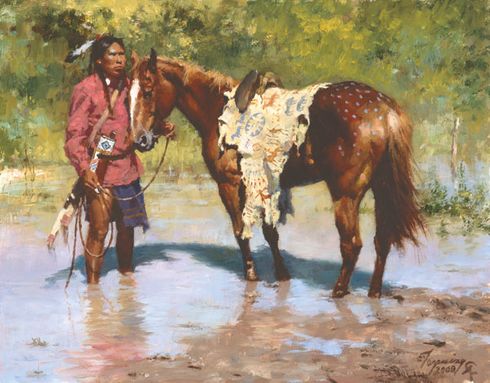 Howard Terpning Handsigned and Numbered Limited Edition AP Canvas Giclee:" Deeds of His Father"
