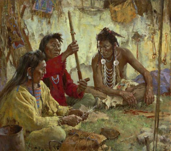 Howard Terpning Limited Edition Artist Signed and Numbered Canvas Giclee:"Seeking Guidance from the Great Spirit"