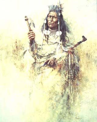 HOWARD TERPNING  Secondary Market Art: "CROW PIPE HOLDER"