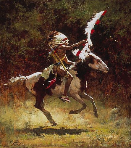 HOWARD TERPNING  Secondary Market Art: "SIOUX FLAG CARRIER"