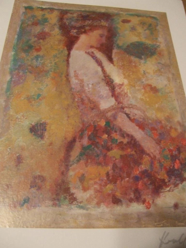 Hua Chen  Seriolithograph Print: "Gathering Blossoms"