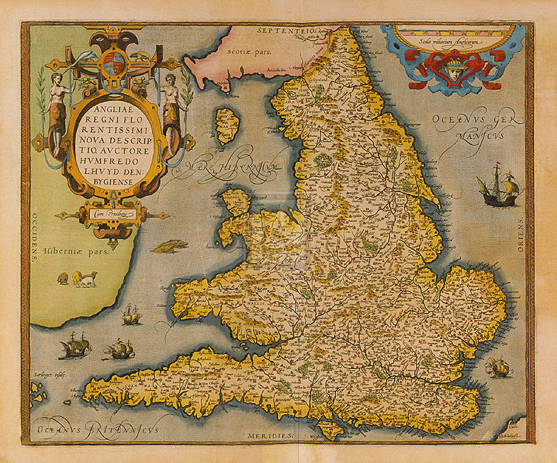 Humphrey Lhuyd Hand Numbered Limited Edition Print on Paper :"Angliae Regni Florentissimi Nova Descriptio, 1573"