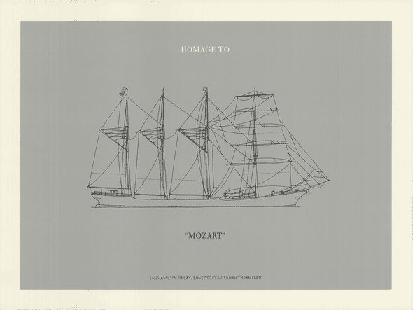 Ian Hamilton Finlay Rare Vintage Artist Signed Lithograph: "Homage to Mozart"