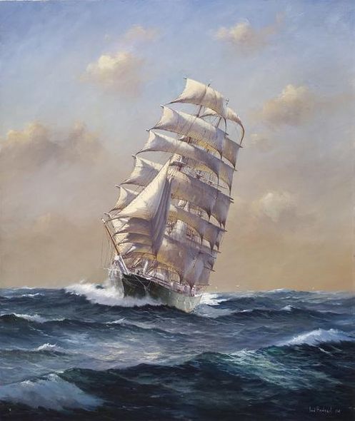 Ian Hansen Handsigned and Numbered Limited Edition Giclee on Canvas:"British Ship ARISTIDES of The Aberdeen White Star Line"