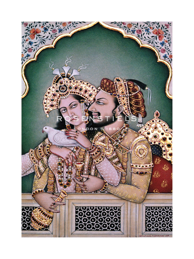 Indian School Hand Numbered Limited Edition Print on Paper :"Shah Jahan and his Wife"