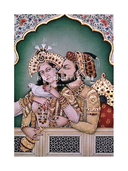 Indian School Hand Numbered Limited Edition Print on Paper :"Shah Jahan and his Wife"