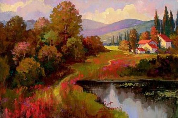 Irene Sheri Handsigned and Numbered Limited Edition Embellished Giclee on Canvas: "Autumn Melody"